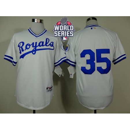 Royals #35 Eric Hosmer White 1974 Turn Back The Clock W/2015 World Series Patch Stitched MLB Jersey