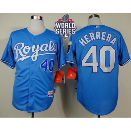 Royals #40 Kelvin Herrera Light Blue Alternate Cool Base W/2015 World Series Patch Stitched MLB Jersey