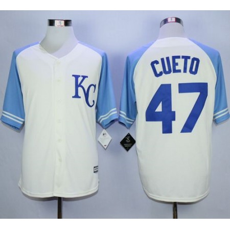 Royals #47 Johnny Cueto Cream Exclusive Vintage Stitched MLB Jersey