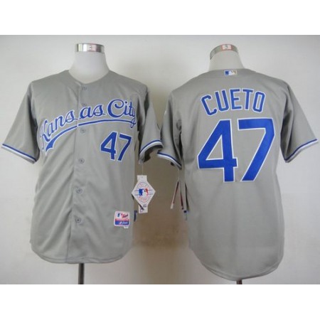 Royals #47 Johnny Cueto Grey Cool Base Stitched MLB Jersey