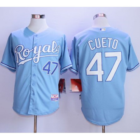Royals #47 Johnny Cueto Light Blue Alternate 1 Cool Base Stitched MLB Jersey