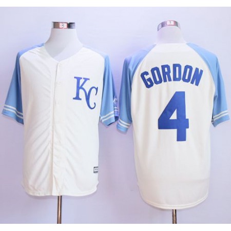 Royals #4 Alex Gordon Cream Exclusive Vintage Stitched MLB Jersey