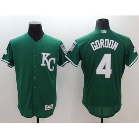 Royals #4 Alex Gordon Green Celtic Flexbase Authentic Collection Stitched MLB Jersey