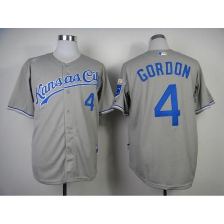 Royals #4 Alex Gordon Grey Cool Base Stitched MLB Jersey