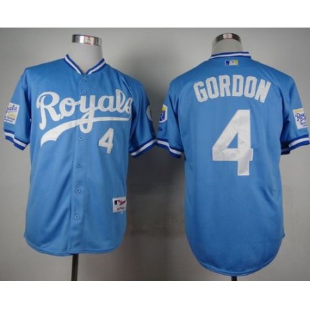 Royals #4 Alex Gordon Light Blue 1985 Turn Back The Clock Stitched MLB Jersey