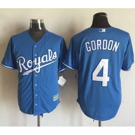 Royals #4 Alex Gordon Light Blue Alternate 1 New Cool Base Stitched MLB Jersey