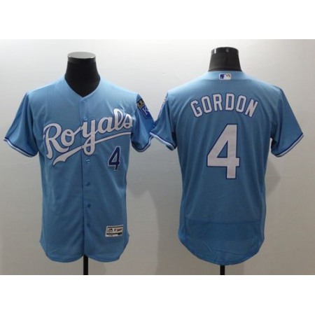 Royals #4 Alex Gordon Light Blue Flexbase Authentic Collection Stitched MLB Jersey
