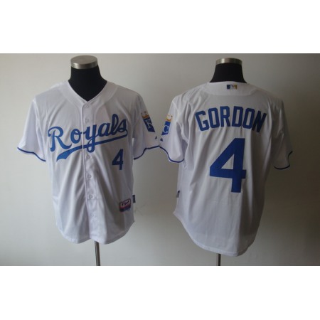 Royals #4 Alex Gordon White Cool Base Stitched MLB Jersey