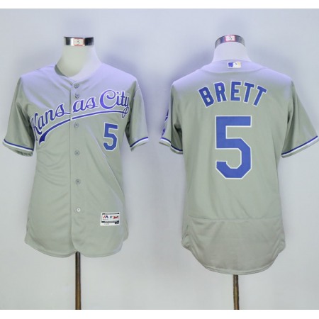 Royals #5 George Brett Grey Flexbase Authentic Collection Stitched MLB Jersey