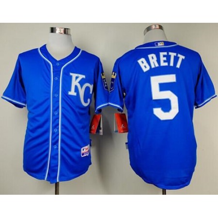 Royals #5 George Brett Light Blue Alternate 2 Cool Base Stitched MLB Jersey