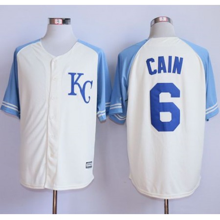 Royals #6 Lorenzo Cain Cream Exclusive Vintage Stitched MLB Jersey