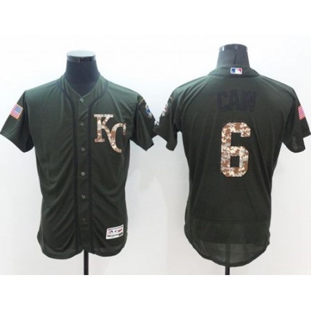 Royals #6 Lorenzo Cain Green Flexbase Authentic Collection Salute to Service Stitched MLB Jersey