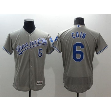 Royals #6 Lorenzo Cain Grey Flexbase Authentic Collection Stitched MLB Jersey