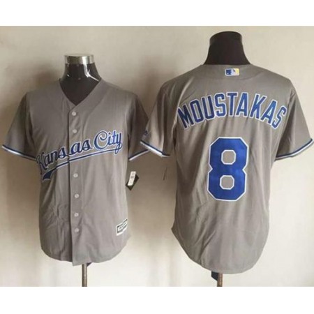 Royals #8 Mike Moustakas New Grey Cool Base Stitched MLB Jersey