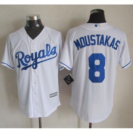 Royals #8 Mike Moustakas White New Cool Base Stitched MLB Jersey