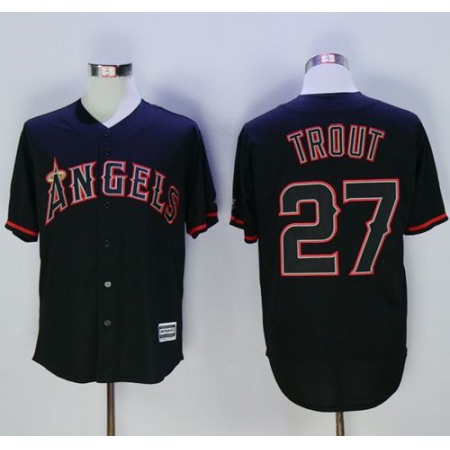 Angels of Anaheim #27 Mike Trout Black New Cool Base Fashion Stitched MLB Jersey