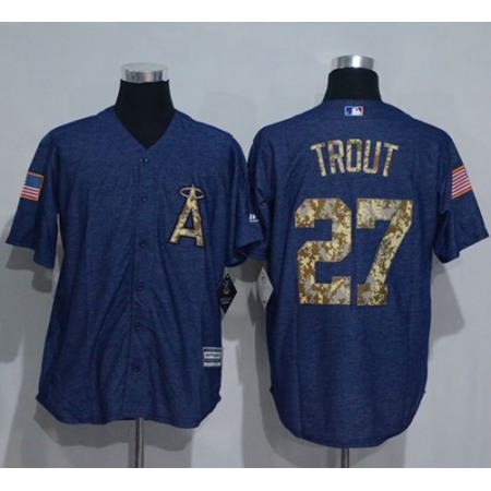 Angels of Anaheim #27 Mike Trout Denim Blue Salute to Service Stitched MLB Jersey