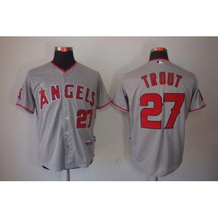 Angels of Anaheim #27 Mike Trout Grey Cool Base Stitched MLB Jersey