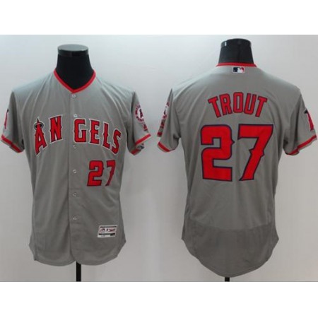 Angels of Anaheim #27 Mike Trout Grey Flexbase Authentic Collection Stitched MLB Jersey