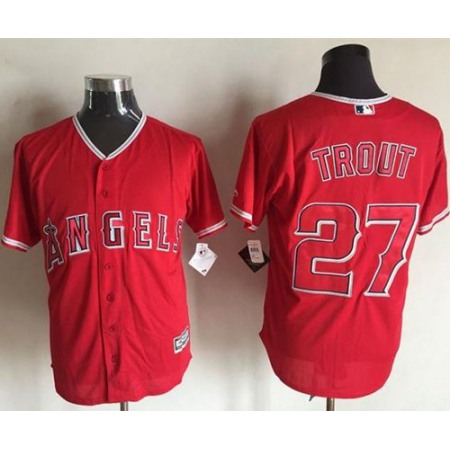 Angels of Anaheim #27 Mike Trout Red New Cool Base Stitched MLB Jersey