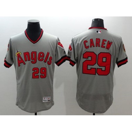 Angels of Anaheim #29 Rod Carew Grey Flexbase Authentic Collection Cooperstown Stitched MLB Jersey
