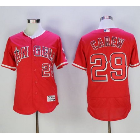 Angels of Anaheim #29 Rod Carew Red Flexbase Authentic Collection Stitched MLB Jersey