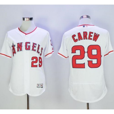 Angels of Anaheim #29 Rod Carew White Flexbase Authentic Collection Stitched MLB Jersey