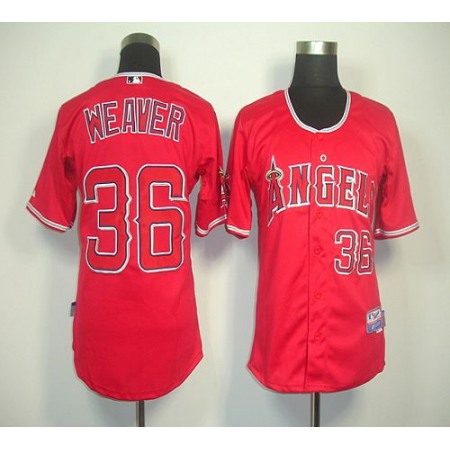 Angels of Anaheim #36 Weaver Jered Red Cool Base Stitched MLB Jersey