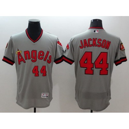 Angels of Anaheim #44 Reggie Jackson Grey Flexbase Authentic Collection Cooperstown Stitched MLB Jersey
