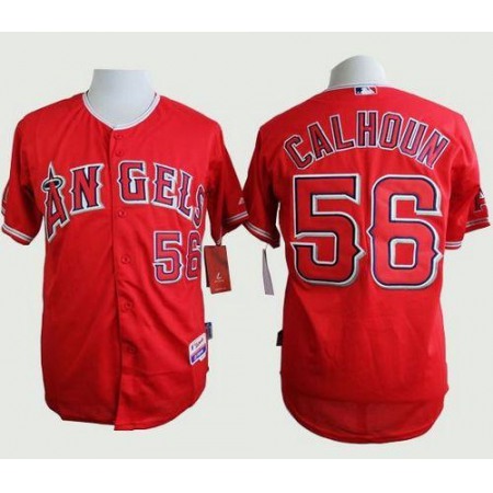 Angels of Anaheim #56 Kole Calhoun Red Cool Base Stitched MLB Jersey