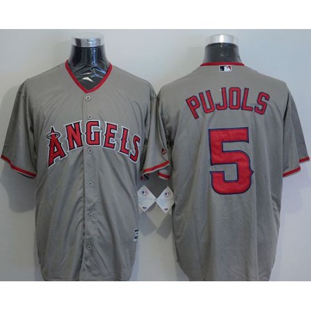 Angels of Anaheim #5 Albert Pujols Grey New Cool Base Stitched MLB Jersey