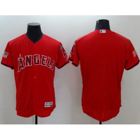 Angels of Anaheim Blank Red Fashion Stars & Stripes Flexbase Authentic Stitched MLB Jersey