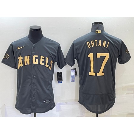 Men's Los Angeles Angels #17 Shohei Ohtani 2022 All-star Charcoal Flex Base Stitched Jersey