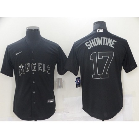 Men's Los Angeles Angels #17 Shohei Ohtani Black Cool Base Stitched Baseball Jersey