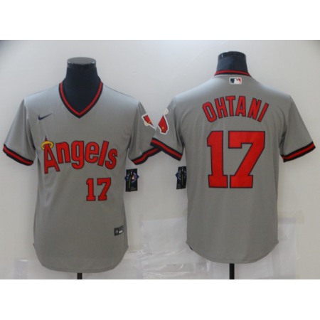 Men's Los Angeles Angels #17 Shohei Ohtani Gray Cool Base Stitched Baseball Jersey