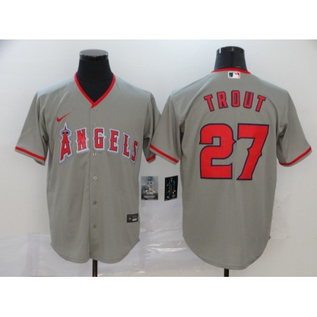 Men's Los Angeles Angels #27 Mike Trout 2020 Grey Cool Base Stitched MLB Jersey