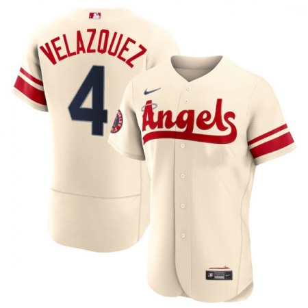 Men's Los Angeles Angels #4 Andrew Velazquez 2022 Cream City Connect Flex Base Stitched Jersey