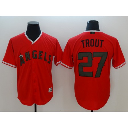 Men's MLB Los Angeles Angels #27 Mike Trout Red 2018 Memorial Day Cool Base Stitched Jersey