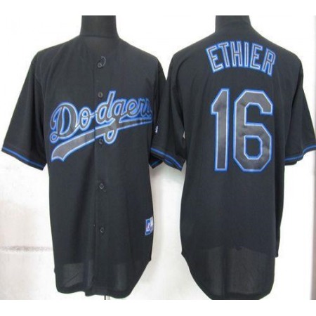 Dodgers #16 Andre Ethier Black Fashion Stitched MLB Jersey