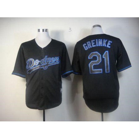 Dodgers #21 Zack Greinke Black Fashion Stitched MLB Jersey