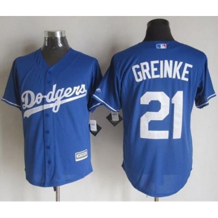 Dodgers #21 Zack Greinke Blue New Cool Base Stitched MLB Jersey