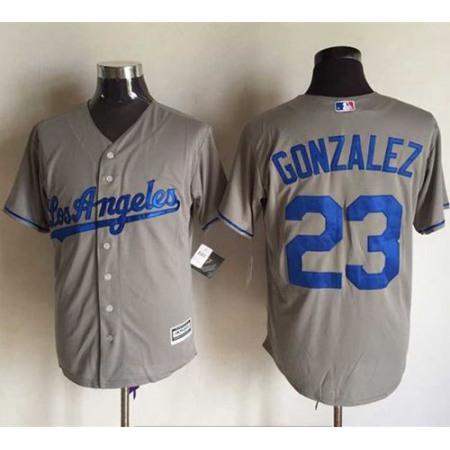 Dodgers #23 Adrian Gonzalez Grey New Cool Base Stitched MLB Jersey