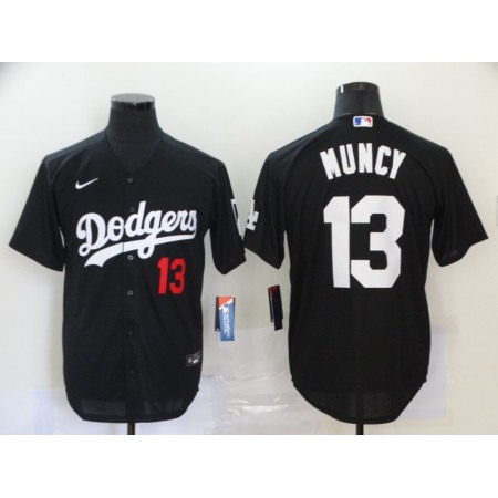 Men's Los Angeles Dodgers #13 Max Muncy Black Cool Base Stitched MLB Jersey