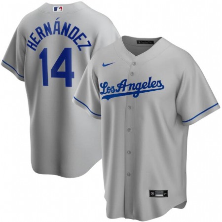 Men's Los Angeles Dodgers #14 Kike Hernandez Grey Cool Base Stitched Jersey