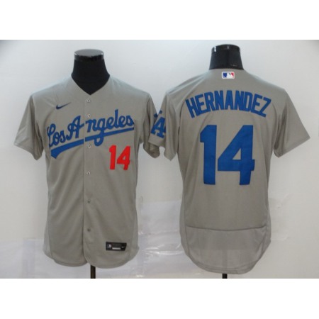 Men's Los Angeles Dodgers #14 Kike Hernandez Grey Flex Base Stitched MLB Jersey