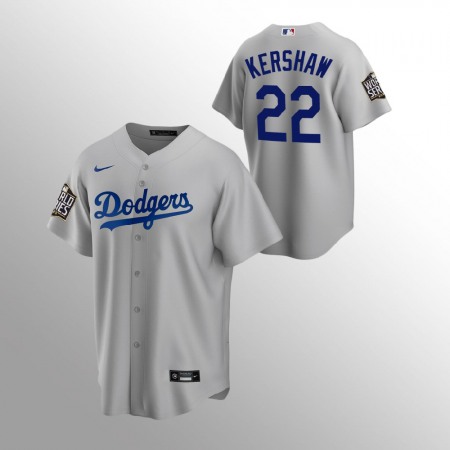 Men's Los Angeles Dodgers #22 Clayton Kershaw Grey 2020 World Series Bound stitched Jersey