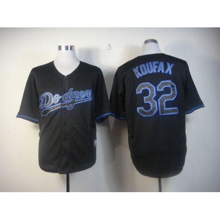 Dodgers #32 Sandy Koufax Black Fashion Stitched MLB Jersey
