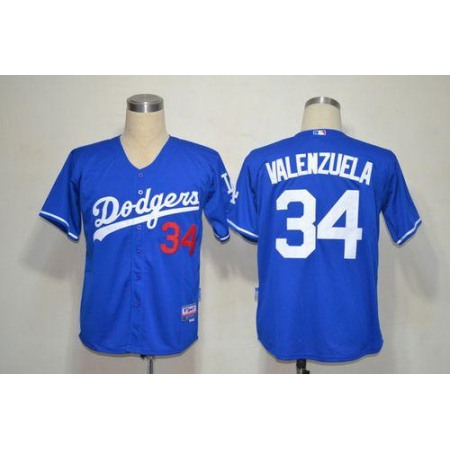 Dodgers #34 Fernando Valenzuela Blue Cool Base Stitched MLB Jersey