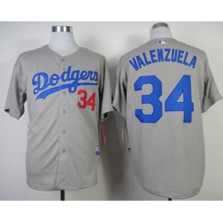 Dodgers #34 Fernando Valenzuela Stitched Grey Cool Base MLB Jersey