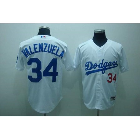 Dodgers #34 Fernando Valenzuela Stitched White MLB Jersey